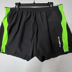 Brooks Running Shorts Black Neon Green Athletic Performance Women's XL